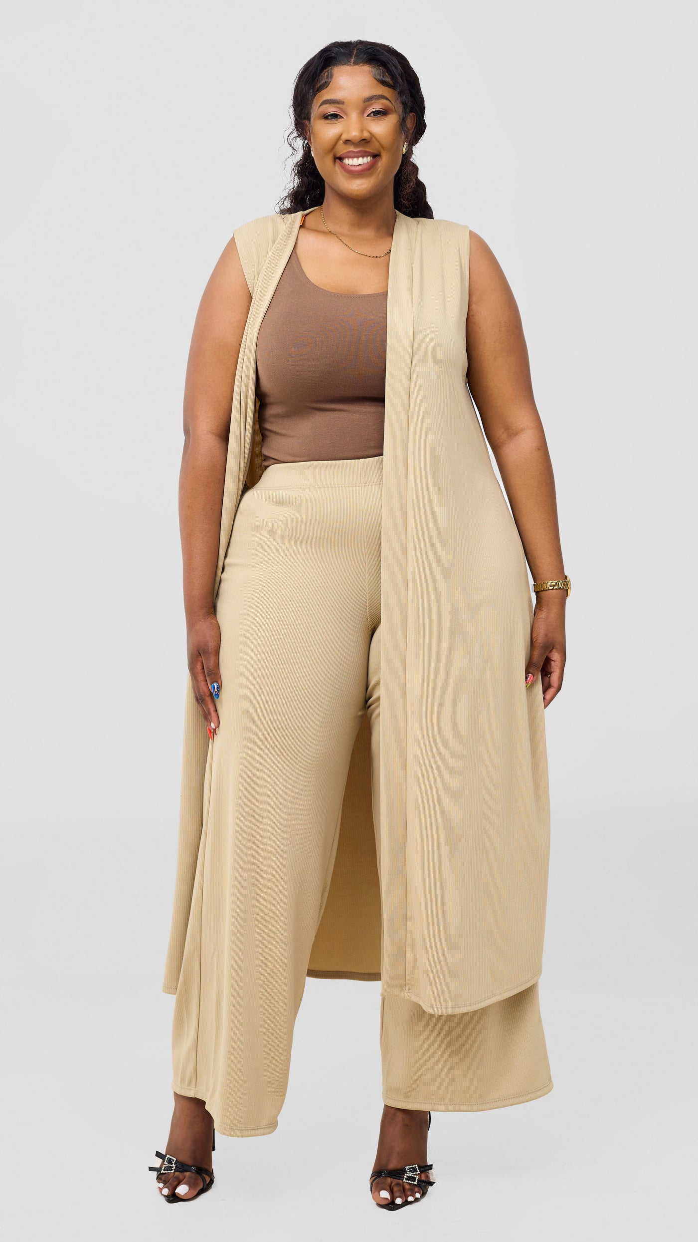 Vivo Chela Wide Leg Pants - Taupe