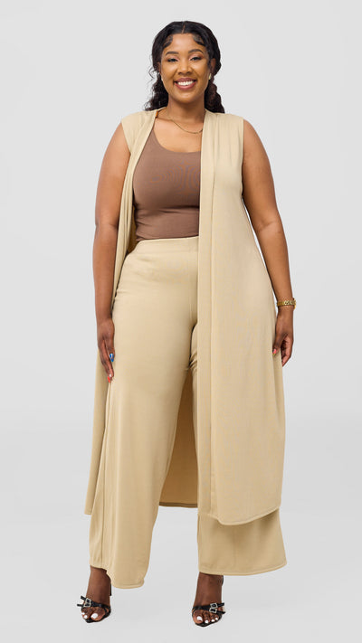 Vivo Chela Wide Leg Pants - Taupe