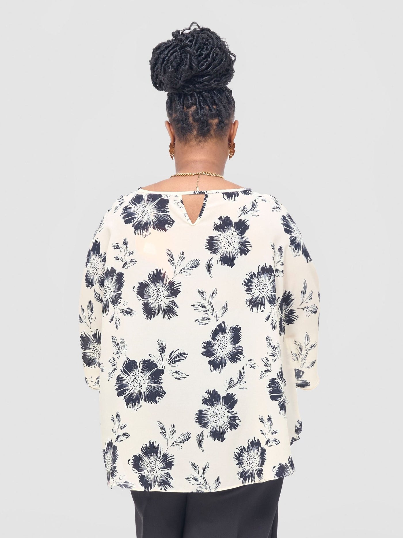 Vivo Sakari Circular Loose Top - Black / Cream Print - Shopzetu