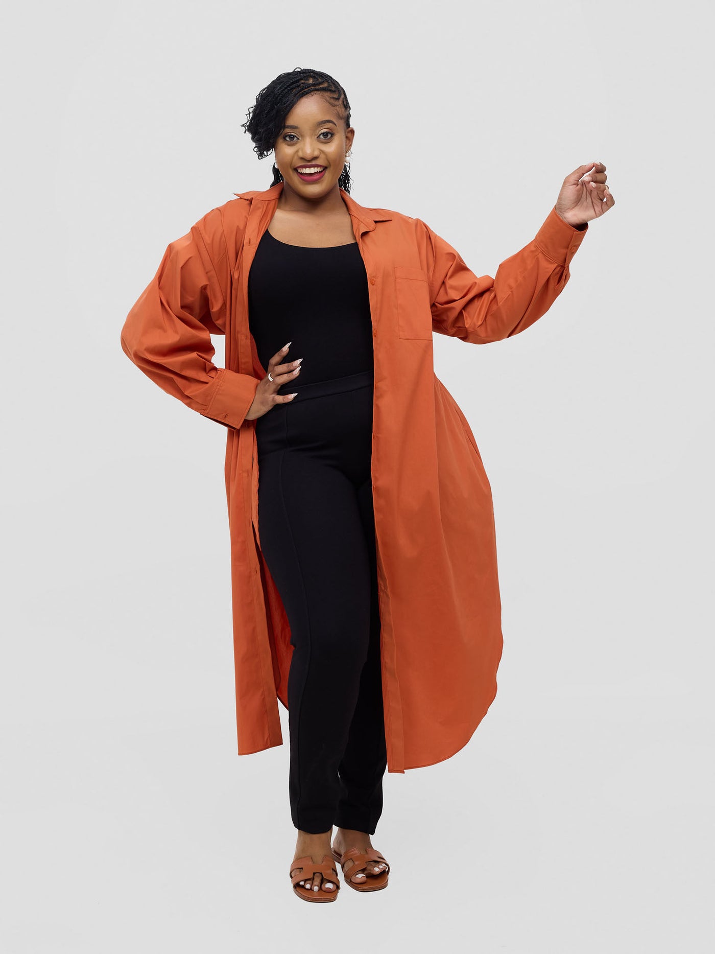 Safari by Vivo Mansi Bishop Sleeve Shacket - Rust