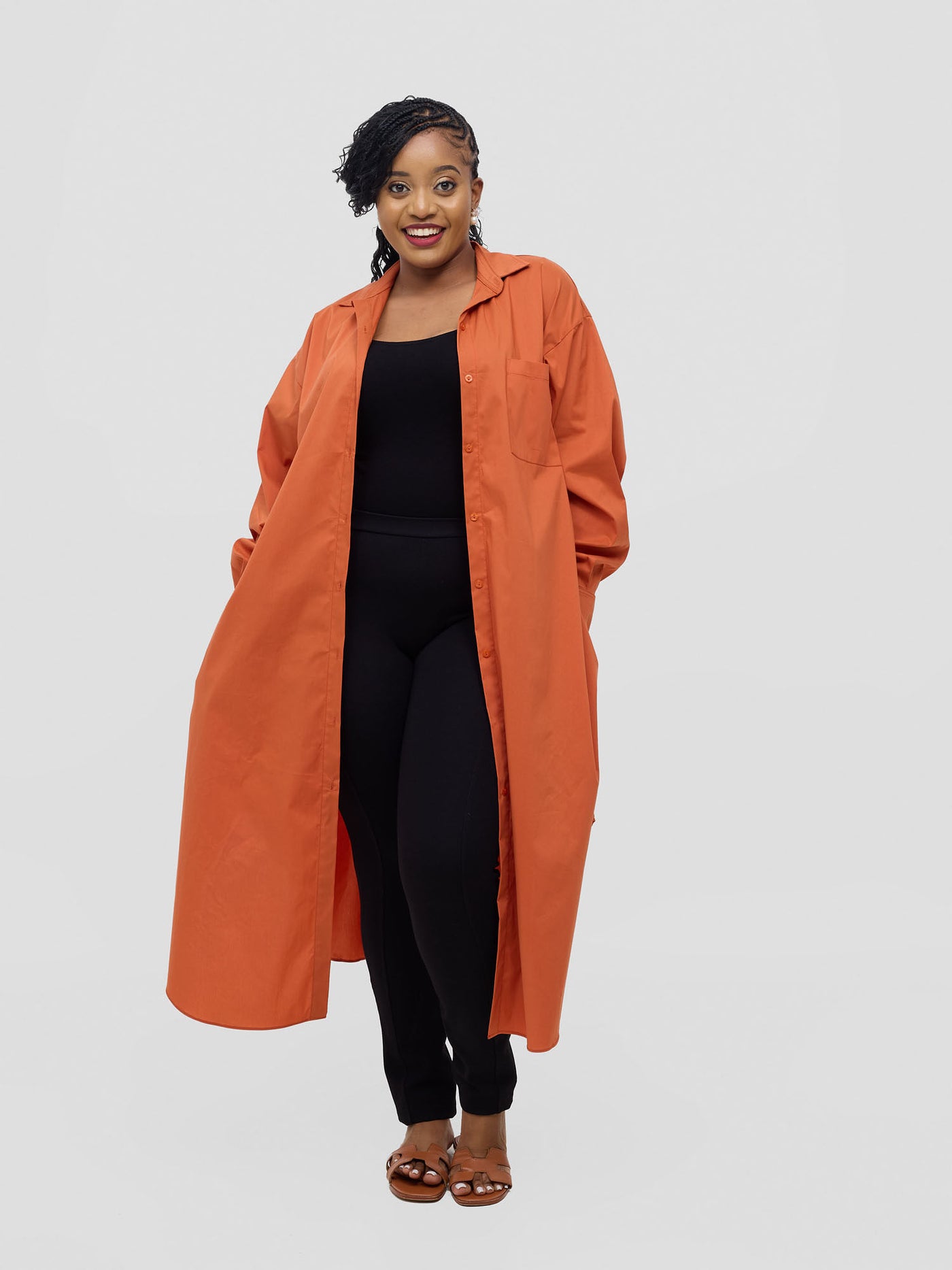 Safari by Vivo Mansi Bishop Sleeve Shacket - Rust