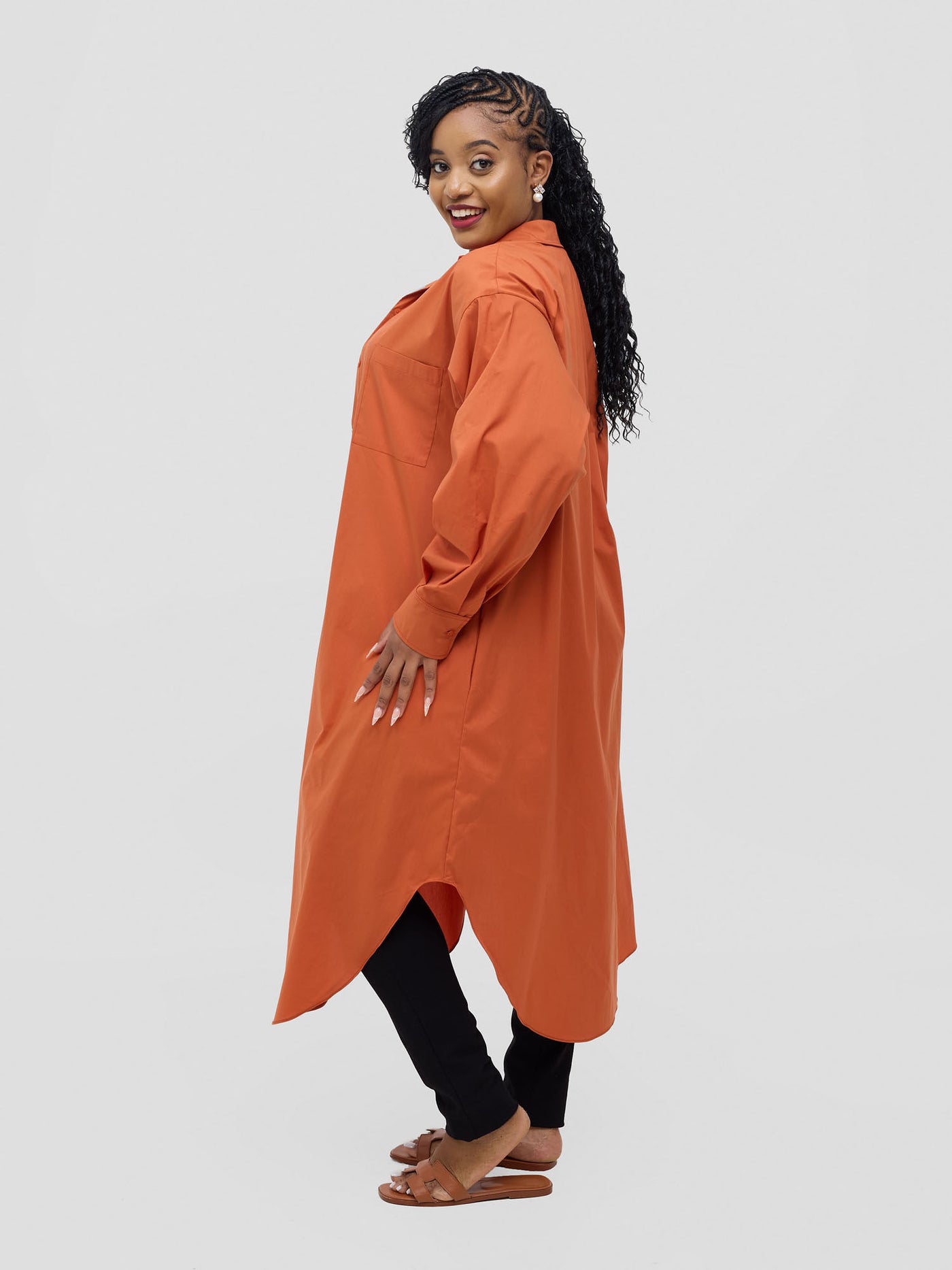 Safari by Vivo Mansi Bishop Sleeve Shacket - Rust
