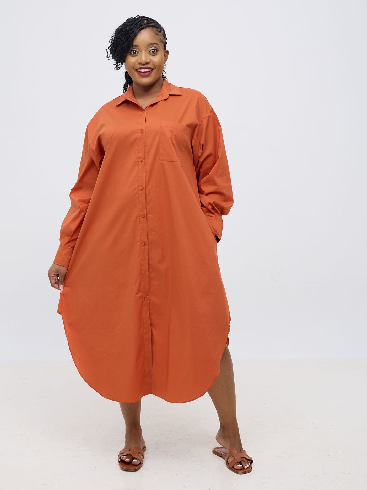 Safari by Vivo Mansi Bishop Sleeve Shacket - Rust