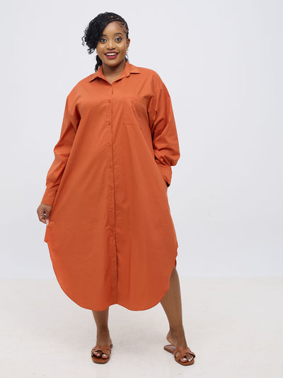Safari by Vivo Mansi Bishop Sleeve Shacket - Rust