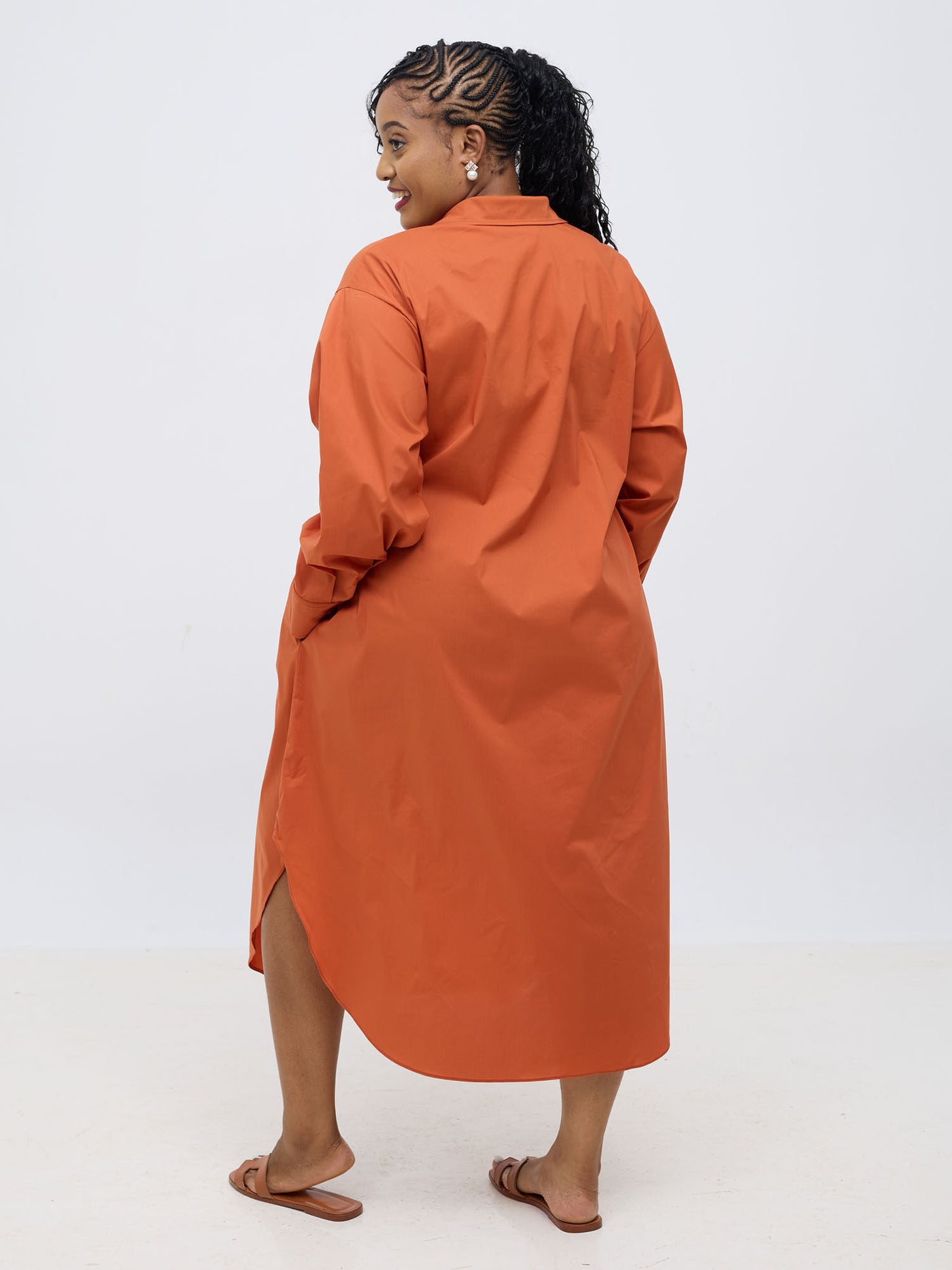 Safari by Vivo Mansi Bishop Sleeve Shacket - Rust