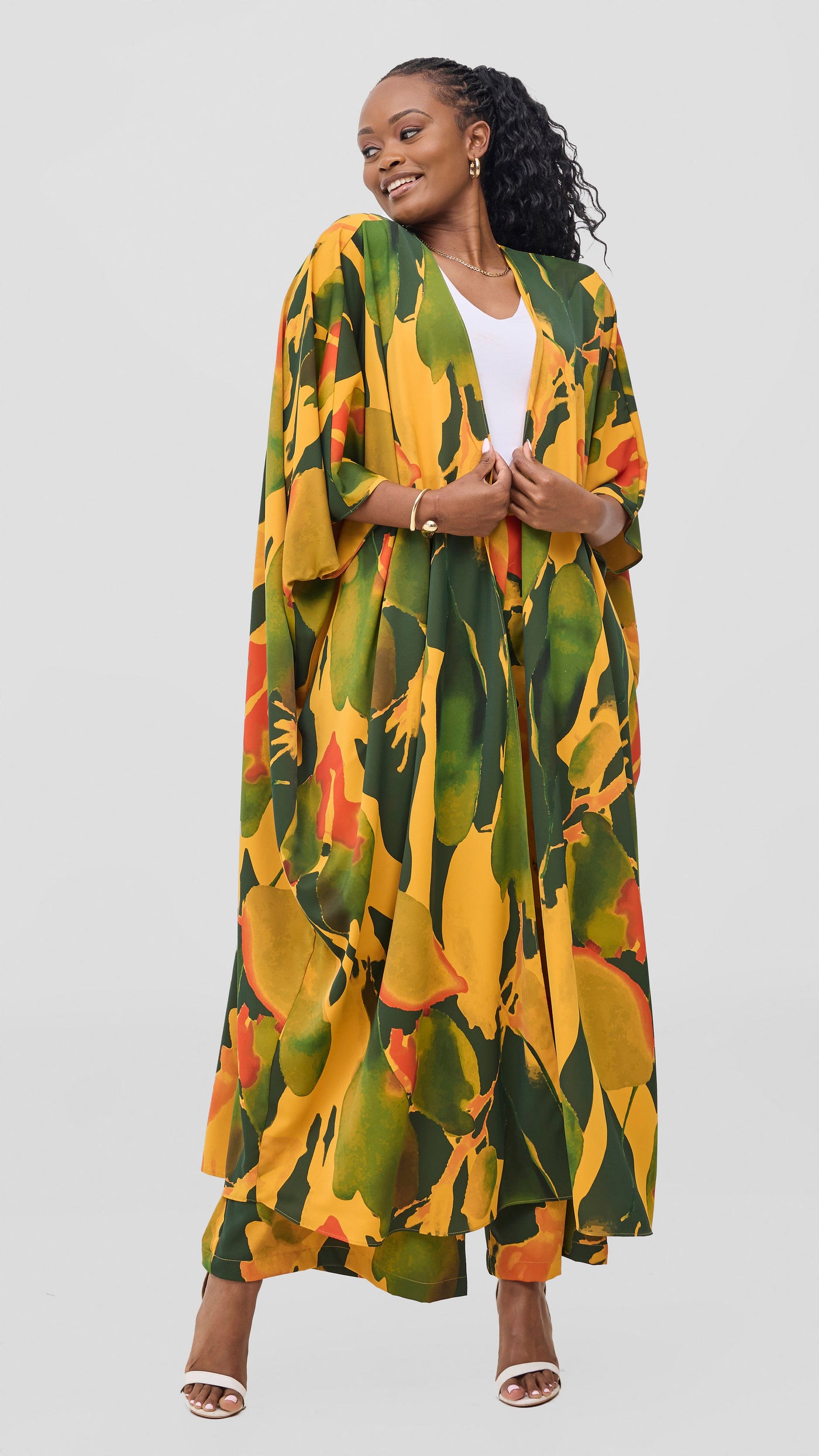 Vivo Ayla Crepe Pants - Mustard / Dark Green Dola Print