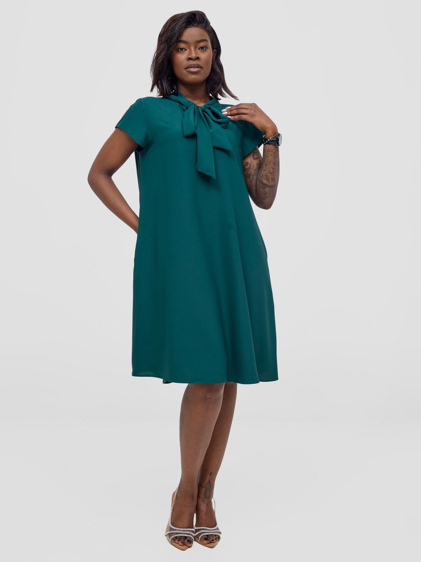 Vivo Niari Tent Dress - Dark Green - Shopzetu