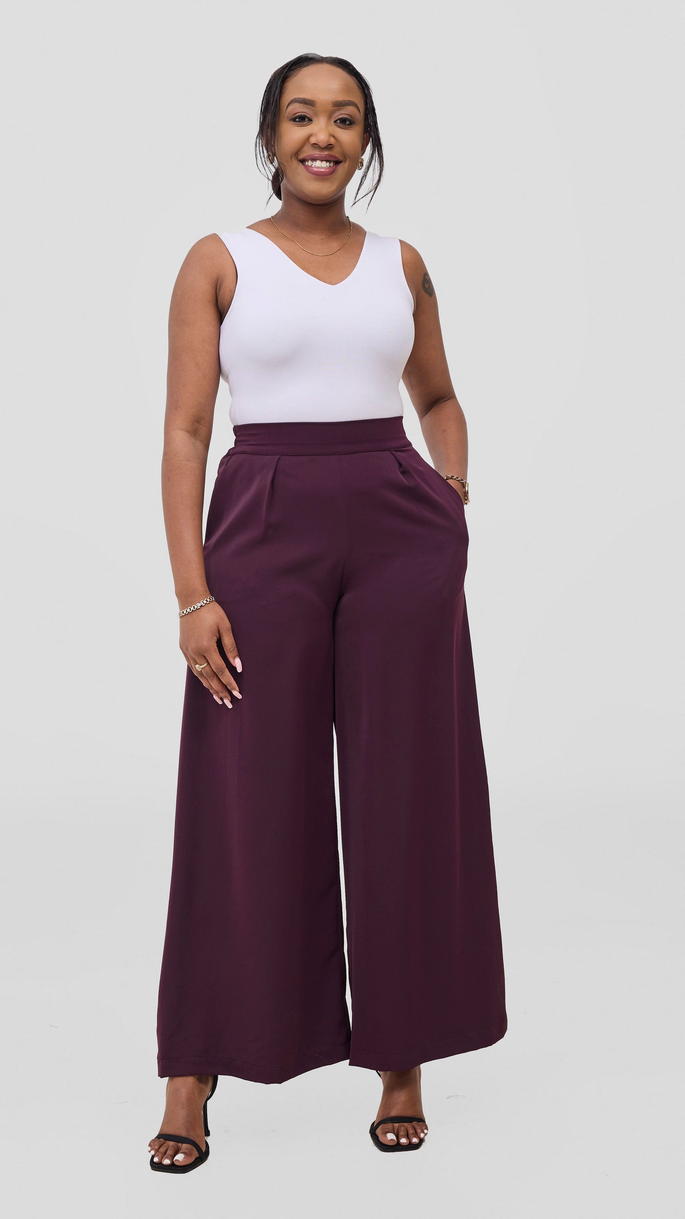 Vivo Ayla Crepe Pants - Mulberry