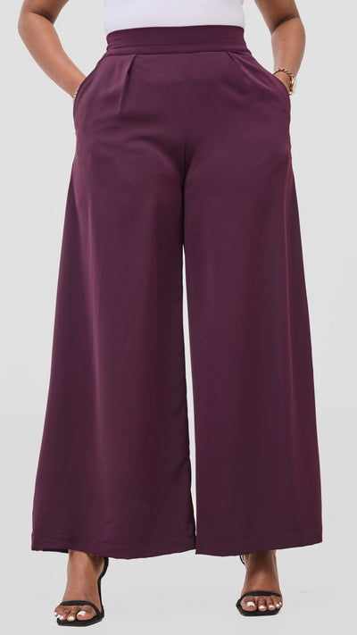 Vivo Ayla Crepe Pants - Mulberry