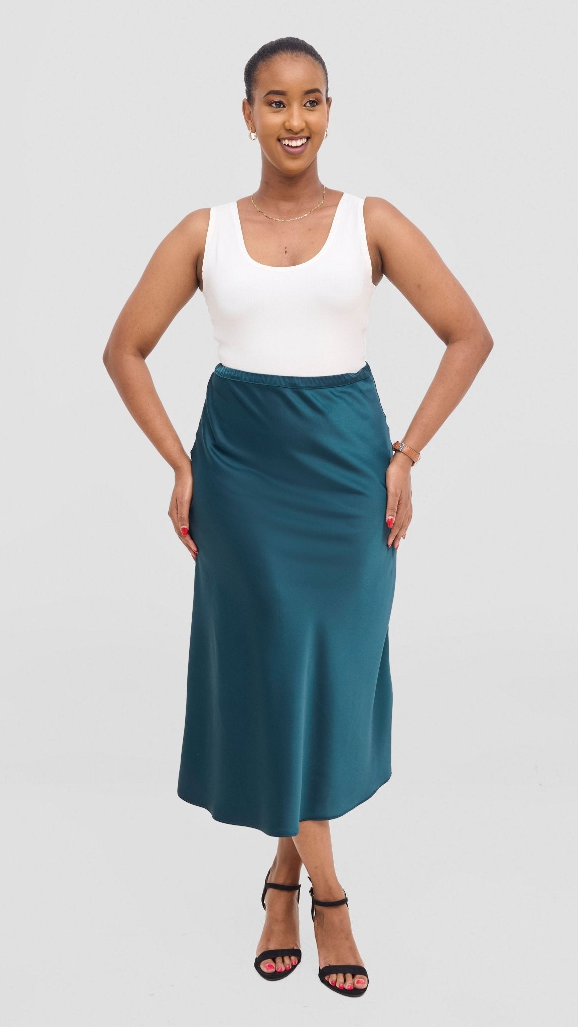 Vivo Samira Slip Skirt - Dark Green - Shopzetu
