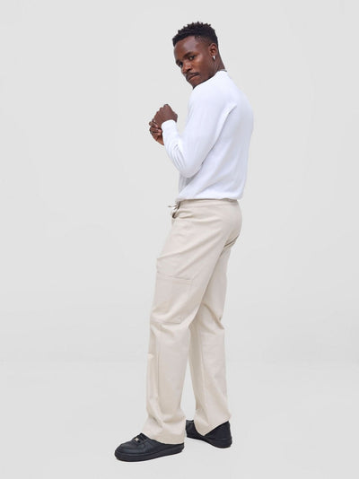Zoya Nia Wide Cargo Wide Leg Pants - Beige - Shopzetu
