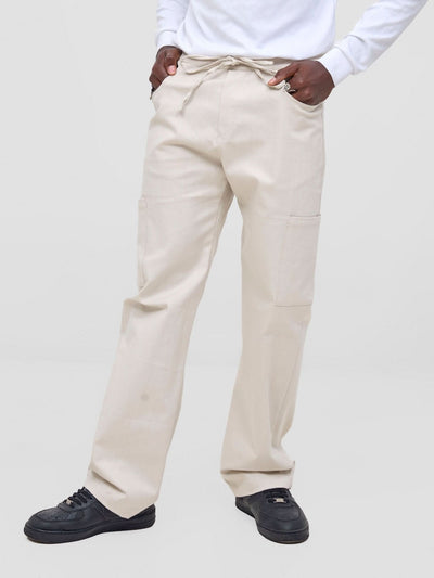Zoya Nia Wide Cargo Wide Leg Pants - Beige - Shopzetu