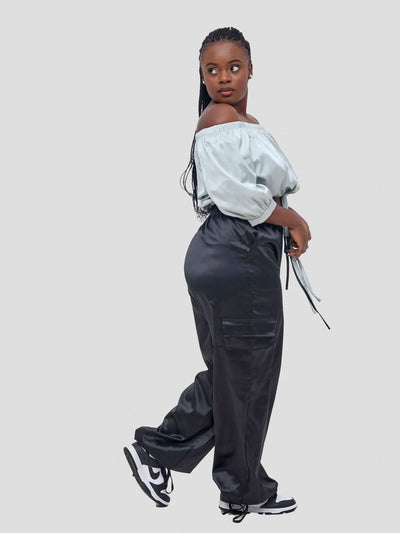 Zoya Nia Off Shoulder Puff Sleeve Top - Light Grey - Shopzetu