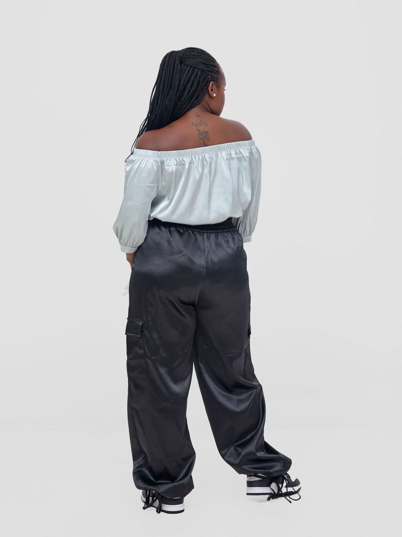 Zoya Nia Off Shoulder Puff Sleeve Top - Light Grey - Shopzetu