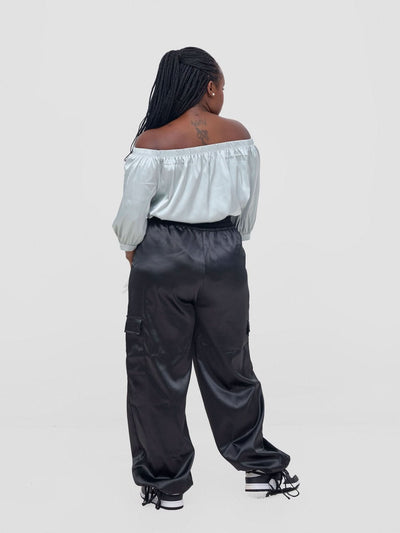 Zoya Nia Off Shoulder Puff Sleeve Top - Light Grey - Shopzetu