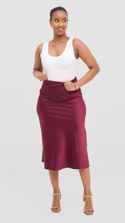 Vivo Samira Slip Skirt - Maroon - Shopzetu