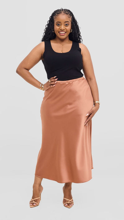 Vivo Samira Slip Skirt - Coffee Brown - Shopzetu