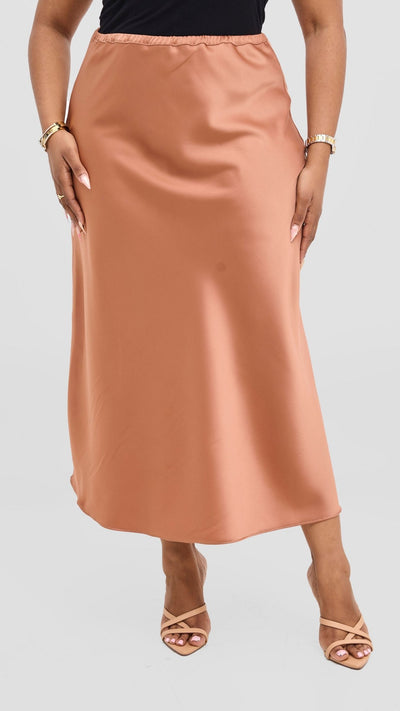 Vivo Samira Slip Skirt - Coffee Brown - Shopzetu