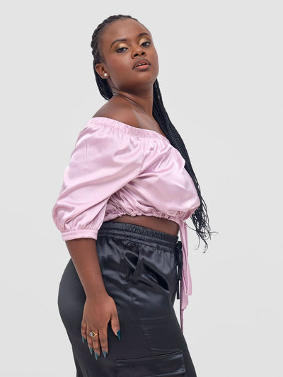 Zoya Nia Off Shoulder Puff Sleeve Top - Peach - Shopzetu