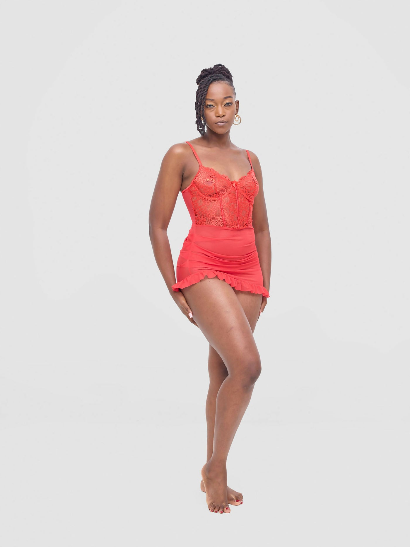 Posh Lingerie & More Hot Short Sheer Dress - Red - Shopzetu