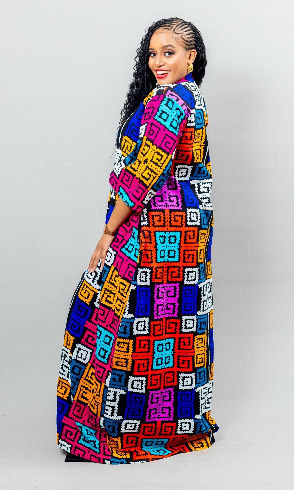 African Yuva Jacaranda Ankara Kimono - Ankara - Shopzetu