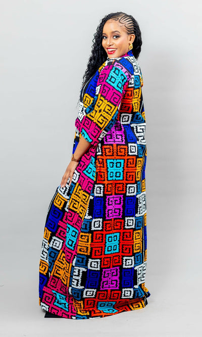 African Yuva Jacaranda Ankara Kimono - Ankara - Shopzetu
