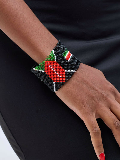 Dianaah J Beaded Bracelet - Black / Red / Green - Shopzetu