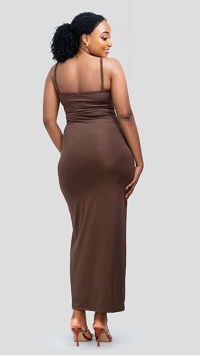 The Fashion Frenzy Luxe Bodycon - Brown - Shopzetu
