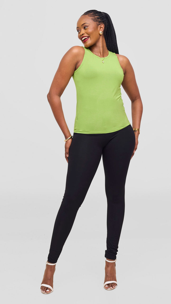 Vivo Jersey Halter Neck Tank Top - Green