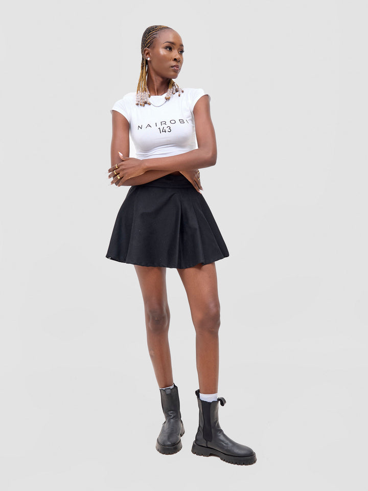Zoya X Metamorphisized 143 Raglan Sleeve Midriff Top - White