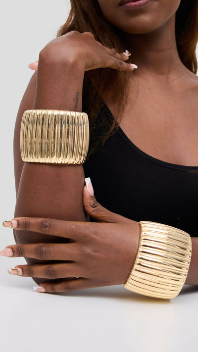 Afrodame Chunky Bracelet - Gold - Shopzetu