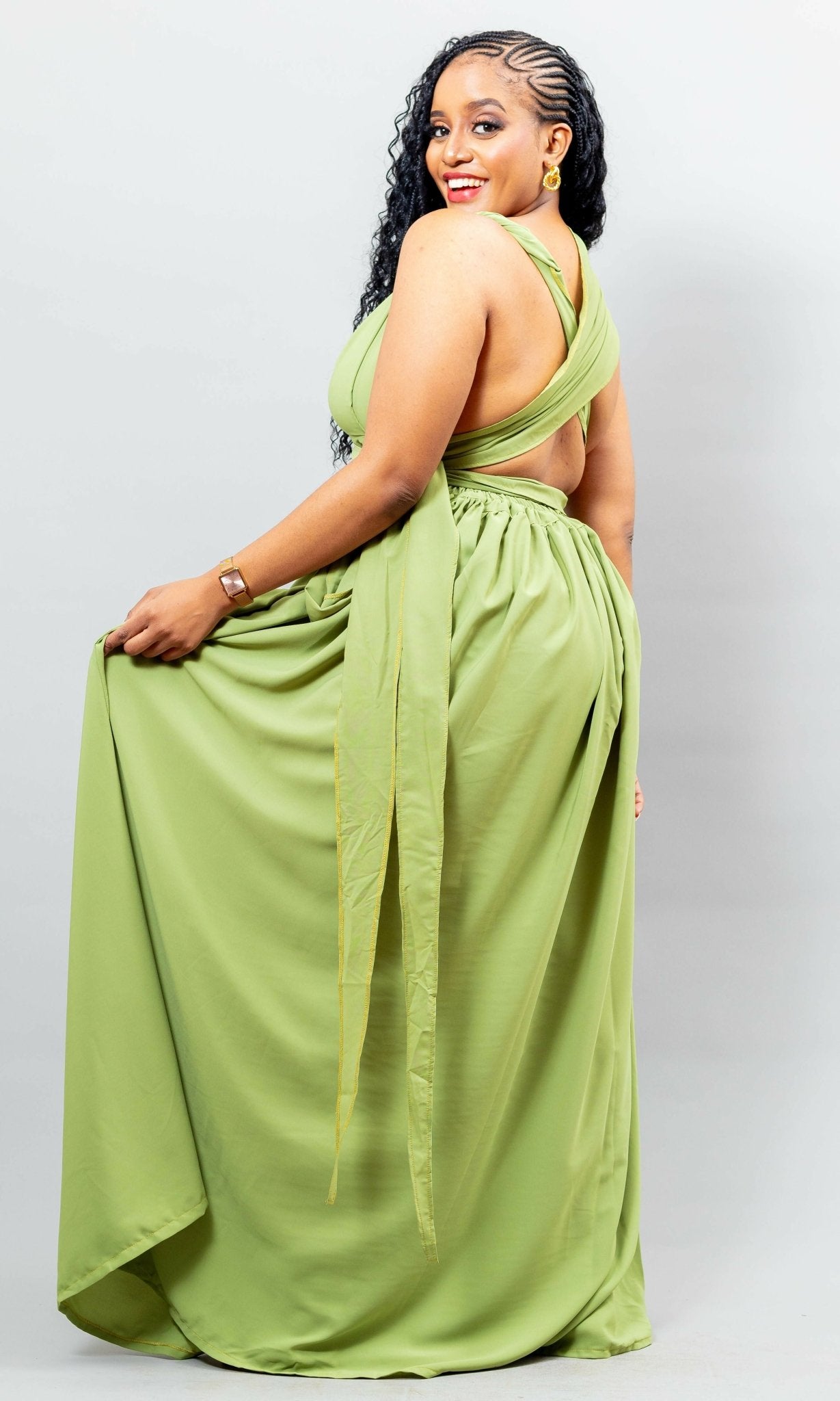 African Yuva Meadow Dress - Green - Shopzetu