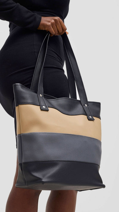 Mkenya Collections Handbag - Black / Beige / Grey - Shopzetu