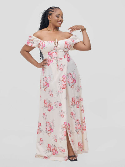 Stylish Sisters Floral Sheila Dress - Cream / Pink - Shopzetu