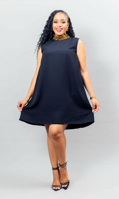 African Yuva Arya Shift Dress - Black - Shopzetu