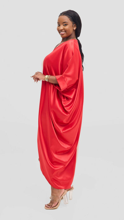 Jolly Fancy Wear Dau Maxi Dress - Red / Nude - Shopzetu