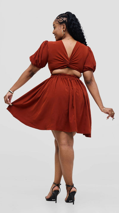 Elan CocoAfrike Arabella Aline Dress - Rust - Shopzetu