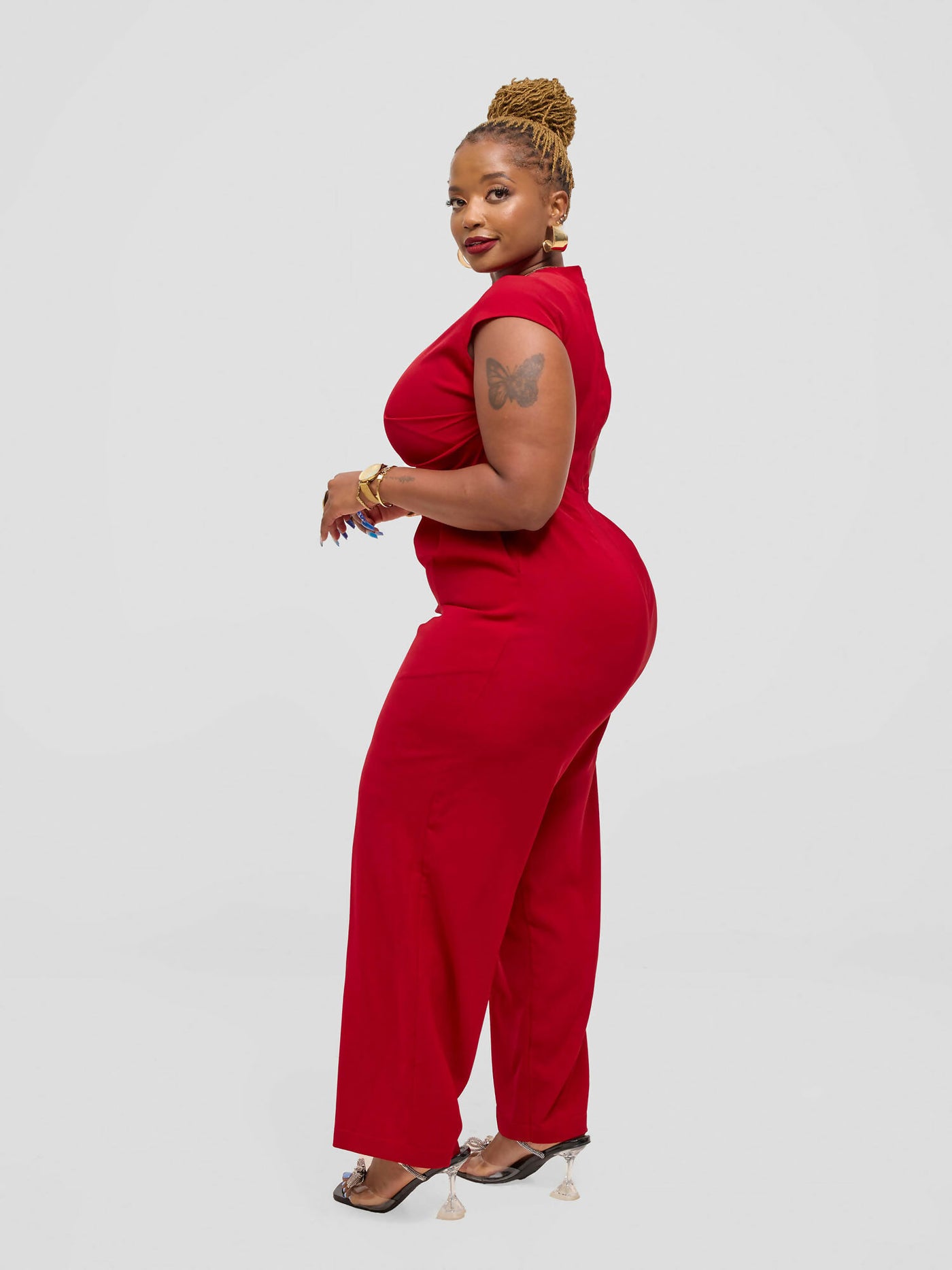 Elsie Glamour Athena Jumpsuit - Red - Shopzetu
