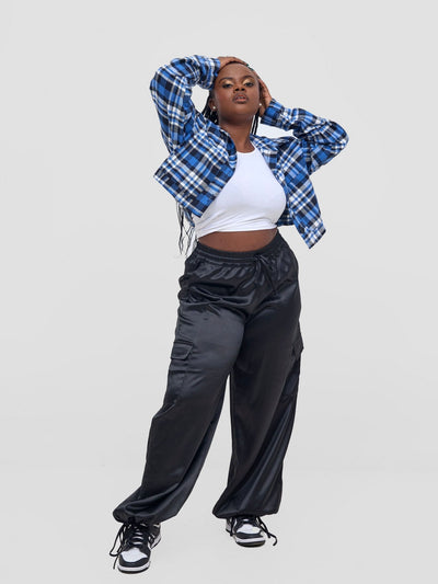 Zoya Aridi Cropped Jacket - Navy / Blue - Shopzetu