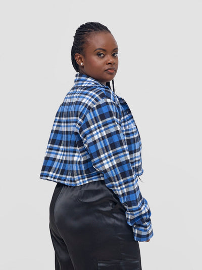 Zoya Aridi Cropped Jacket - Navy / Blue - Shopzetu