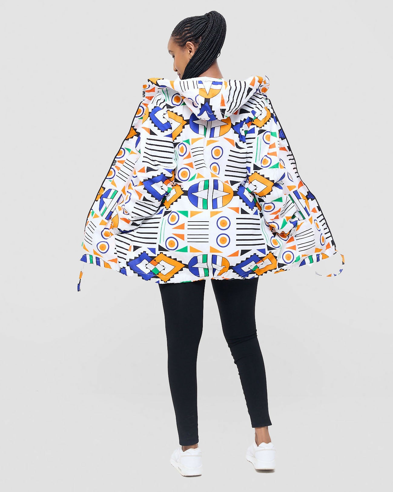 Gravio Fashions Lesotho Ankara Jacket - White - Shopzetu