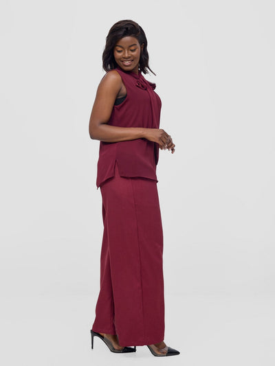 Vivo Niari straight leg Pants - Maroon - Shopzetu