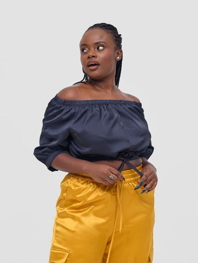 Zoya Nia Off Shoulder Puff Sleeve Top - Black - Shopzetu