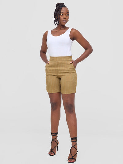 Vivo Niari Shorts - Light Olive / White Stripes - Shopzetu