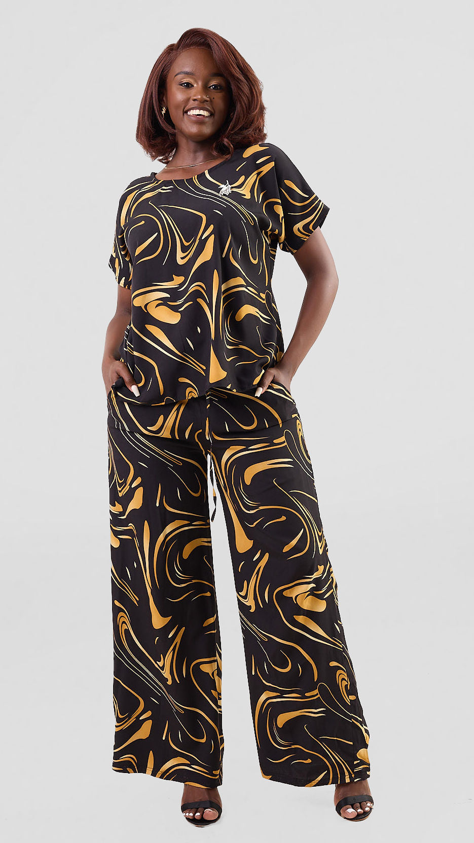 Timyt Urban Wear Official Pant Set - Black / Mustard Print