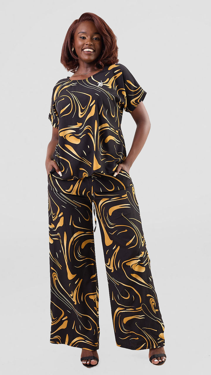 Timyt Urban Wear Official Pant Set - Black / Mustard Print