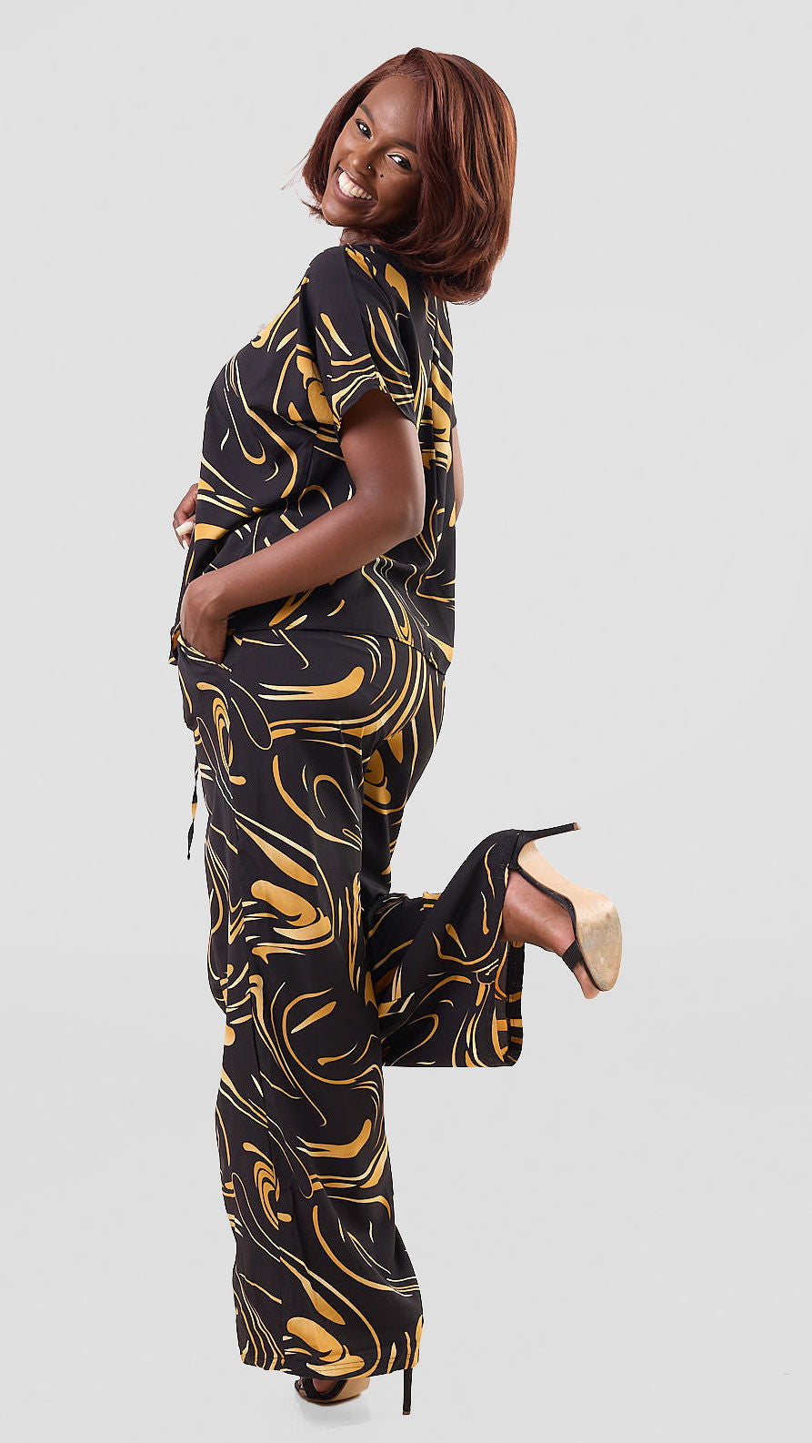 Timyt Urban Wear Official Pant Set - Black / Mustard Print