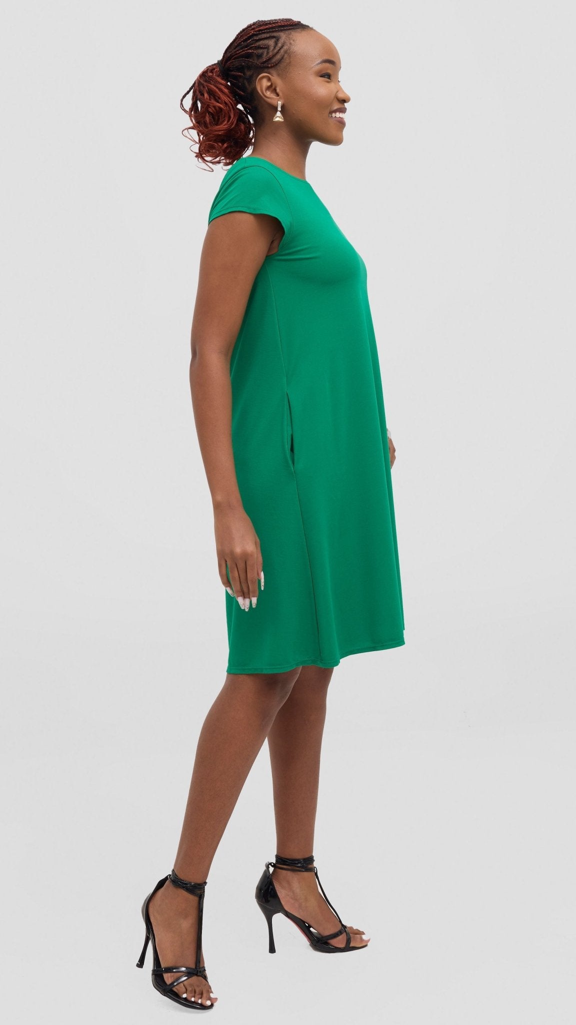 Vivo Basic Kena Tent Knee Length Dress - Green - Shopzetu