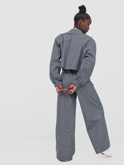 Zoya Nia Wide Leg Denim Pants - Tickling Stripes Print - Shopzetu