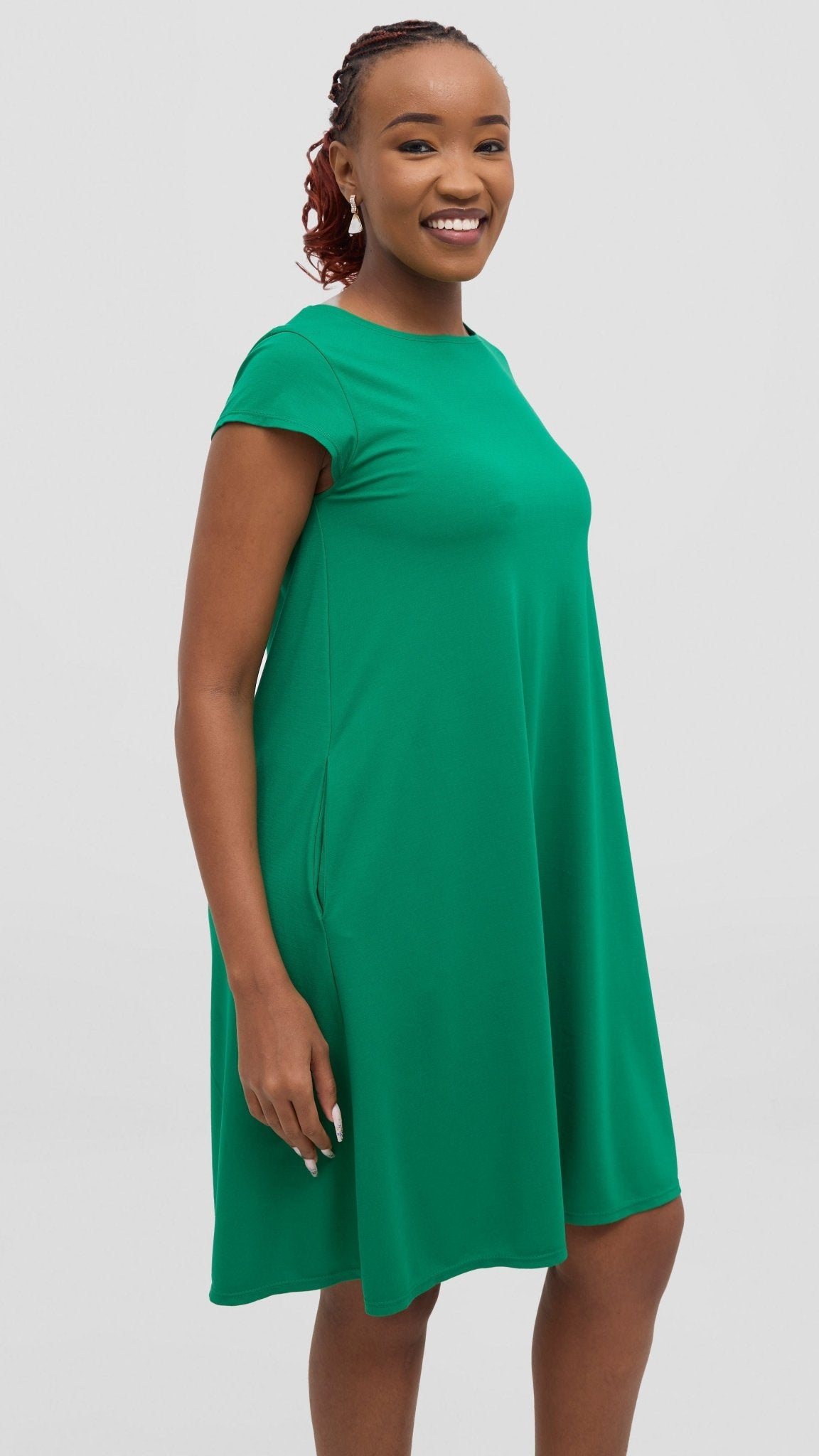 Vivo Basic Kena Tent Knee Length Dress - Green - Shopzetu